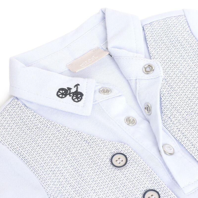 Boys Light Blue Applique Short Sleeve Polo image number 3